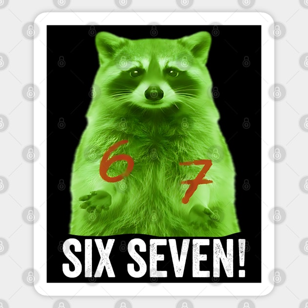 67 Raccoon Hand Gestures Alien Green silly funny meme Sticker by Luxinda